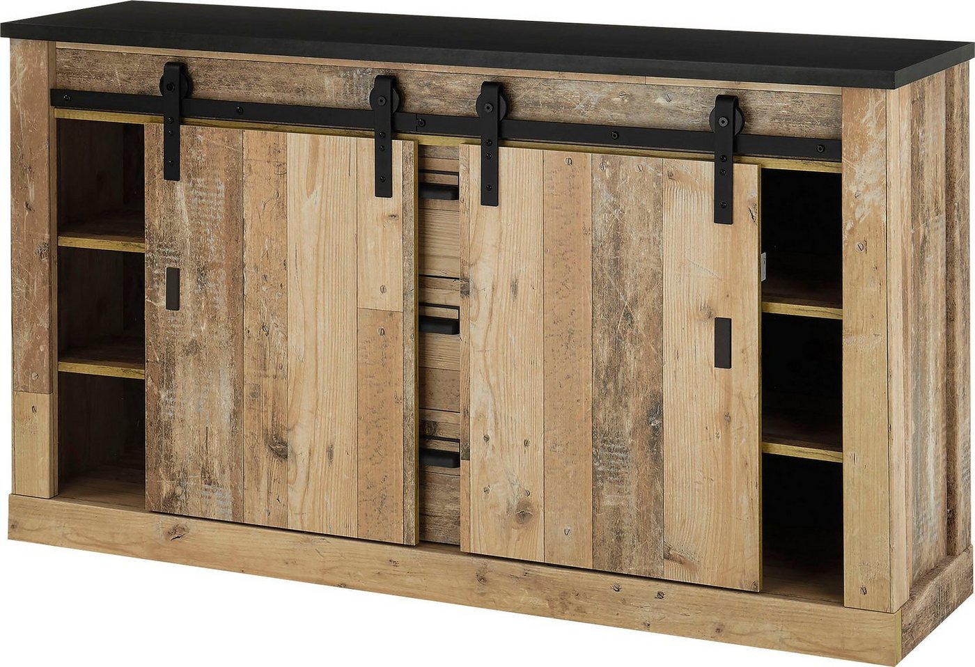 Home affaire Sideboard Sherwood, Kommode im Industrial-Style, Schrank, Stauraumelement, mit Scheunentorbeschlag & Apothekergriffen, in 2 Farben erhältlich – Bild 5 von 5