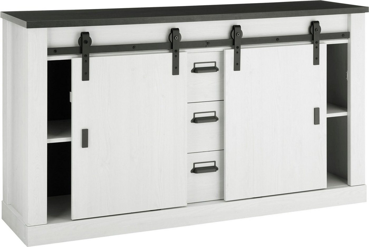 Home affaire Sideboard Sherwood, Kommode im Industrial-Style, Schrank, Stauraumelement, mit Scheunentorbeschlag & Apothekergriffen, in 2 Farben erhältlich – Bild 5 von 5