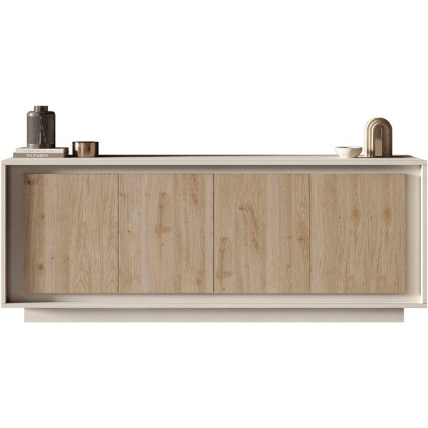 Home affaire Sideboard Sky, B/T 207/50 cm, Kommode/Anrichte/Stauraumschrank, 4 Türen, Softclosing, Korpus & Front 22 mm stark, Rahmen-Optik