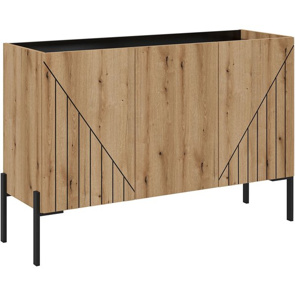 Home affaire Sideboard SNETT, Breite: 122cm, mit Metall-Stabfüßen, 3 Türen, 3 Einlegeböden, Anrichte, Kommode, Schrank, Board, Higboard