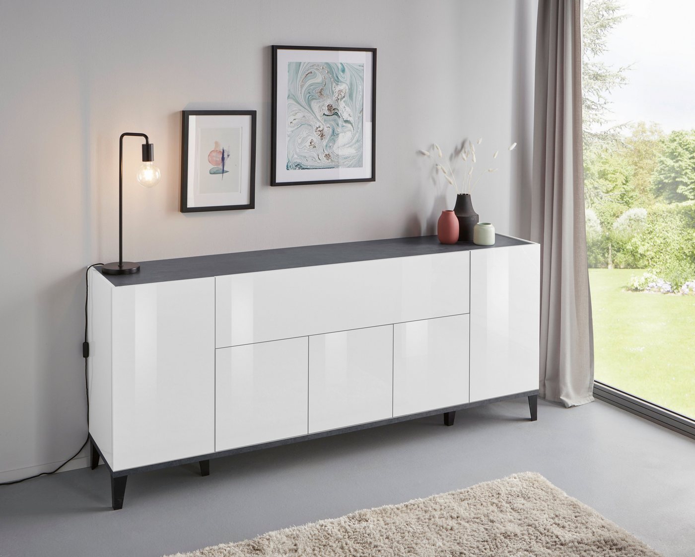 Home affaire Sideboard Sunrise, Kommode mit 5 Türen und 1 Klapptür, Breite 200 cm – Bild 2 von 5