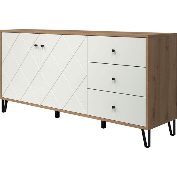Home affaire Sideboard Tarragona, Sideboard, 2 Türen, 3 Schubkasten & Soft-Close - (B/T/H) 183/40/76 cm