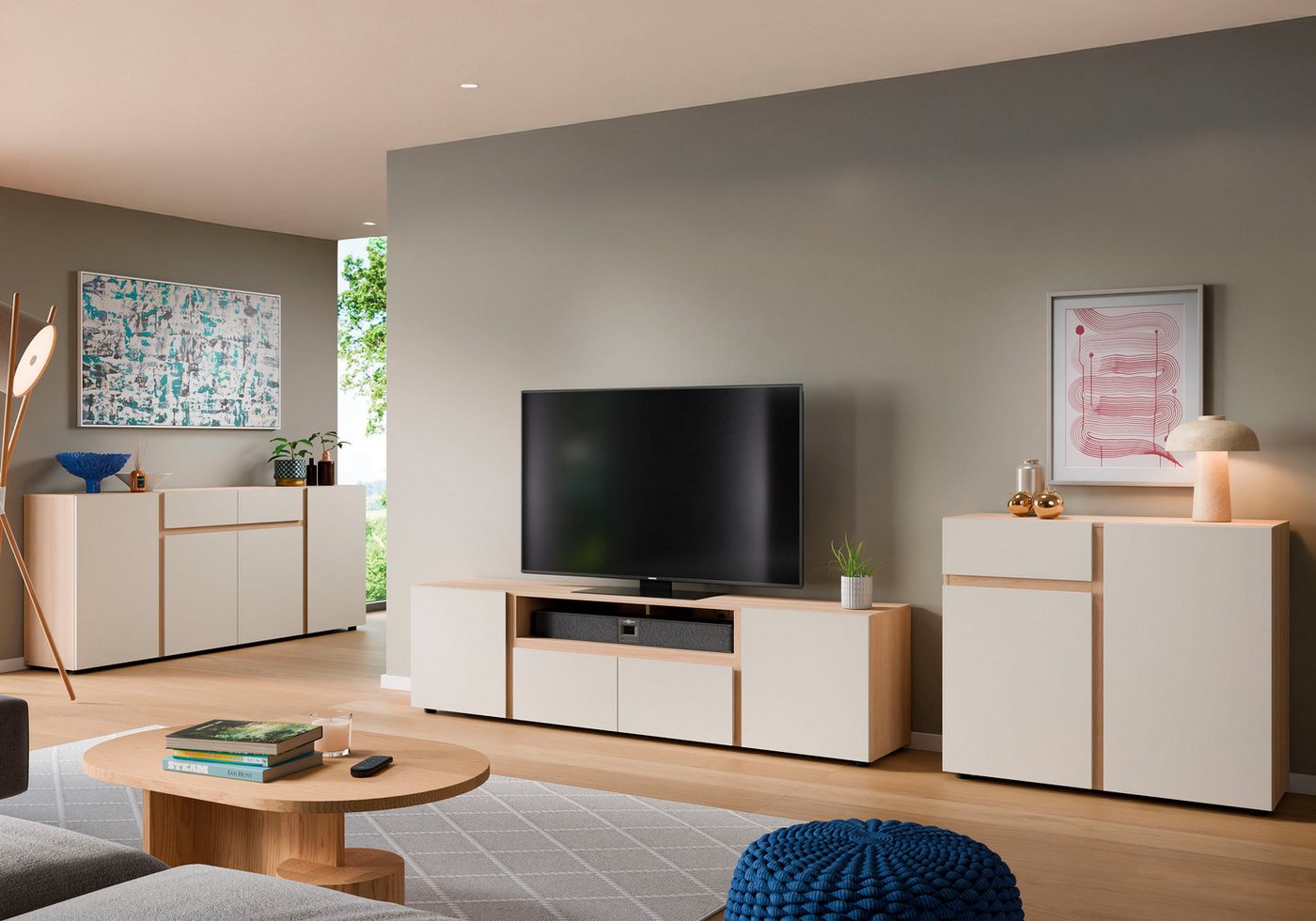 Home affaire Sideboard TAVERA, Sideboard Breite 100 cm, modern, grifflos, viel Stauraum – Bild 5 von 5