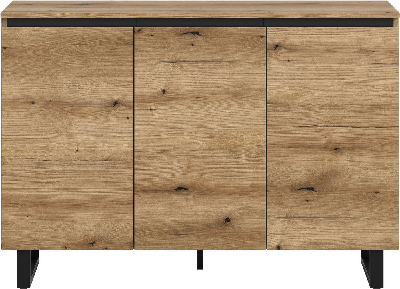 Home affaire Sideboard TOMA, Breite: 120 cm, mit Metall-Kufen-Fuß, 3 Türen, 3 Einlegeböden, Anrichte, Kommode, Schrank, Board, Higboard – Bild 3 von 5