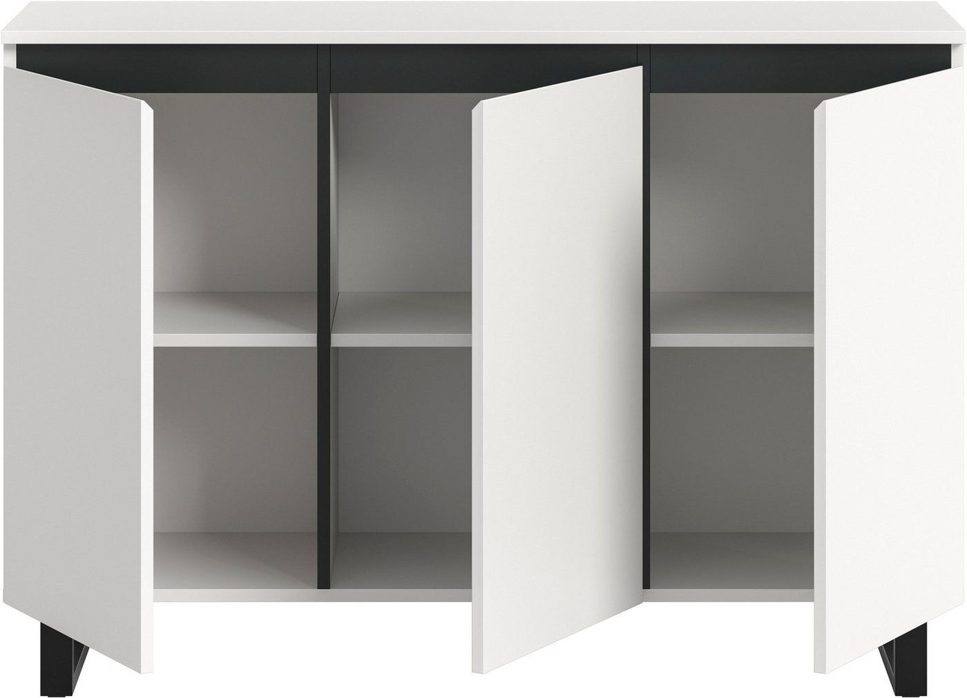 Home affaire Sideboard TOMA, Breite: 120 cm, mit Metall-Kufen-Fuß, 3 Türen, 3 Einlegeböden, Anrichte, Kommode, Schrank, Board, Higboard – Bild 4 von 5