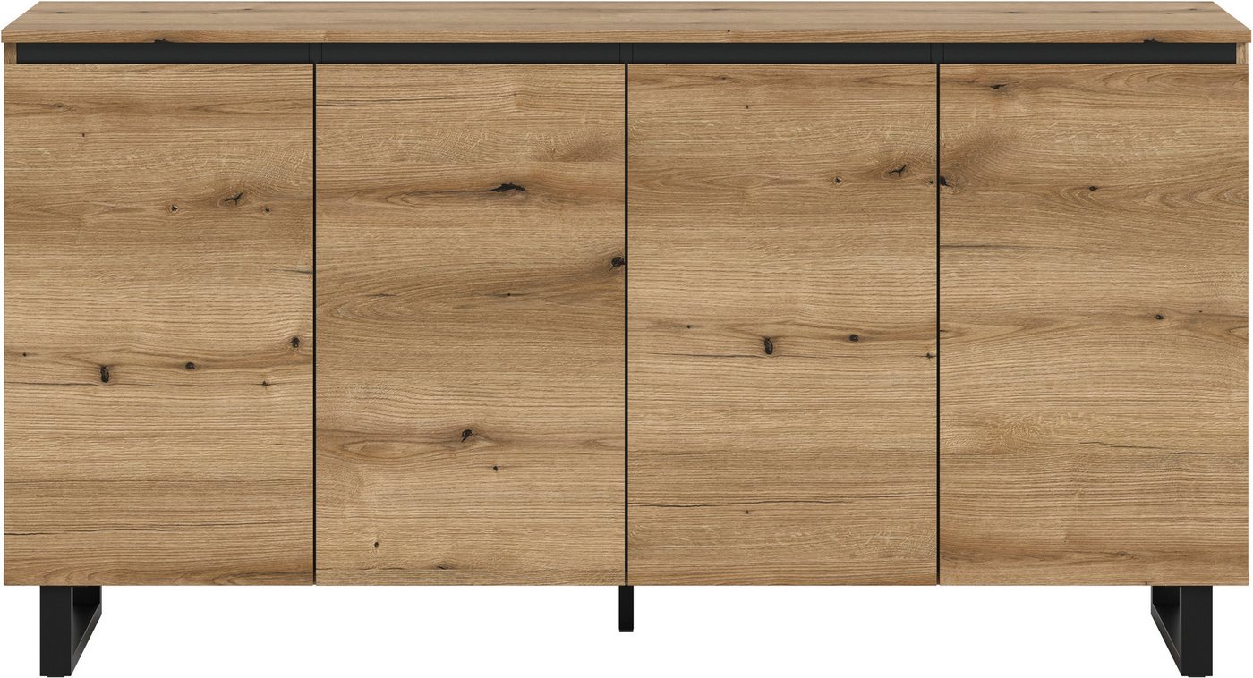 Home affaire Sideboard TOMA, Breite: 160 cm, mit Metall-Kufen-Fuß, 4 Türen, 4 Einlegeböden, Anrichte, Kommode, Schrank, Board, Higboard – Bild 3 von 5