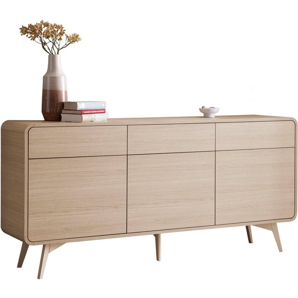 Home affaire Sideboard Torsby, moderner Schrank, Kommode in Eiche Natur, 180 cm breit, abgerundete Ecken, ausreichend Stauraum, vielseitig einsetzbar