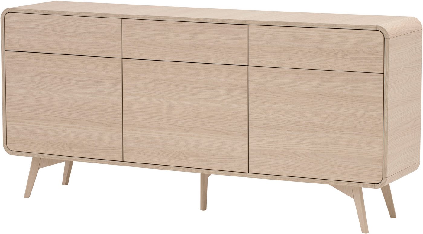 Home affaire Sideboard Torsby, moderner Schrank, Kommode in Eiche Natur, 180 cm breit, abgerundete Ecken, ausreichend Stauraum, vielseitig einsetzbar – Bild 3 von 5