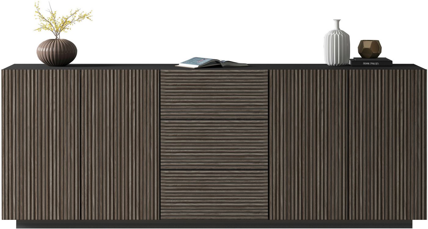 Home affaire Sideboard Vega Sideboard,Kommode,220 cm, mit 4 Türen und 3 Schubladen,Fronten mit Rillen-Optik – Bild 5 von 5