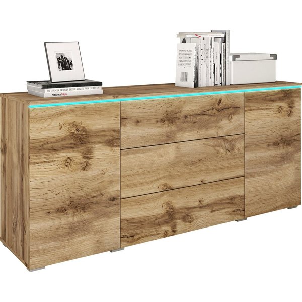 Home affaire Sideboard VERA, grifflos, verstellbare Einlegeböden, Wahlweise mit oder ohne Beleuchtung
