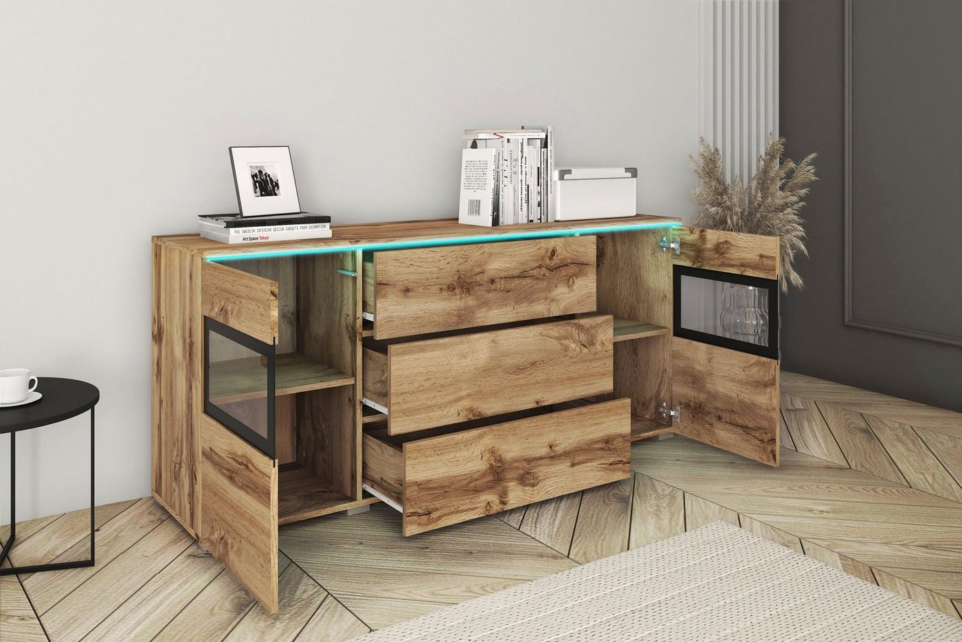 Home affaire Sideboard VERA, Moderne grifflose Kommode,verstellbare Einlegeböden – Bild 3 von 5