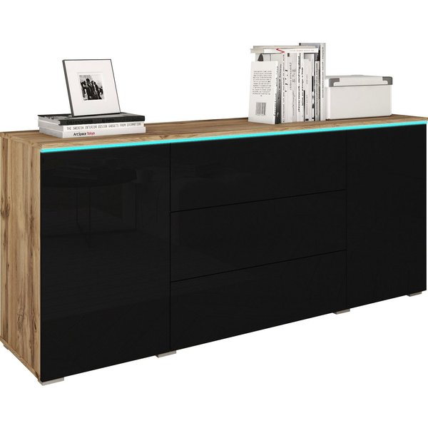 Home affaire Sideboard VERA, grifflos, verstellbare Einlegeböden, Wahlweise mit oder ohne Beleuchtung