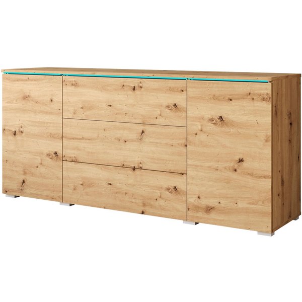 Home affaire Sideboard VERA, grifflos, verstellbare Einlegeböden, Wahlweise mit oder ohne Beleuchtung