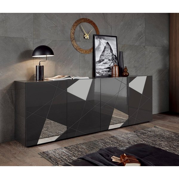 Home affaire Sideboard Vittoria, Breite 241 cm, 4 Türen, Fronten mit Siebdruck und Spiegelfront