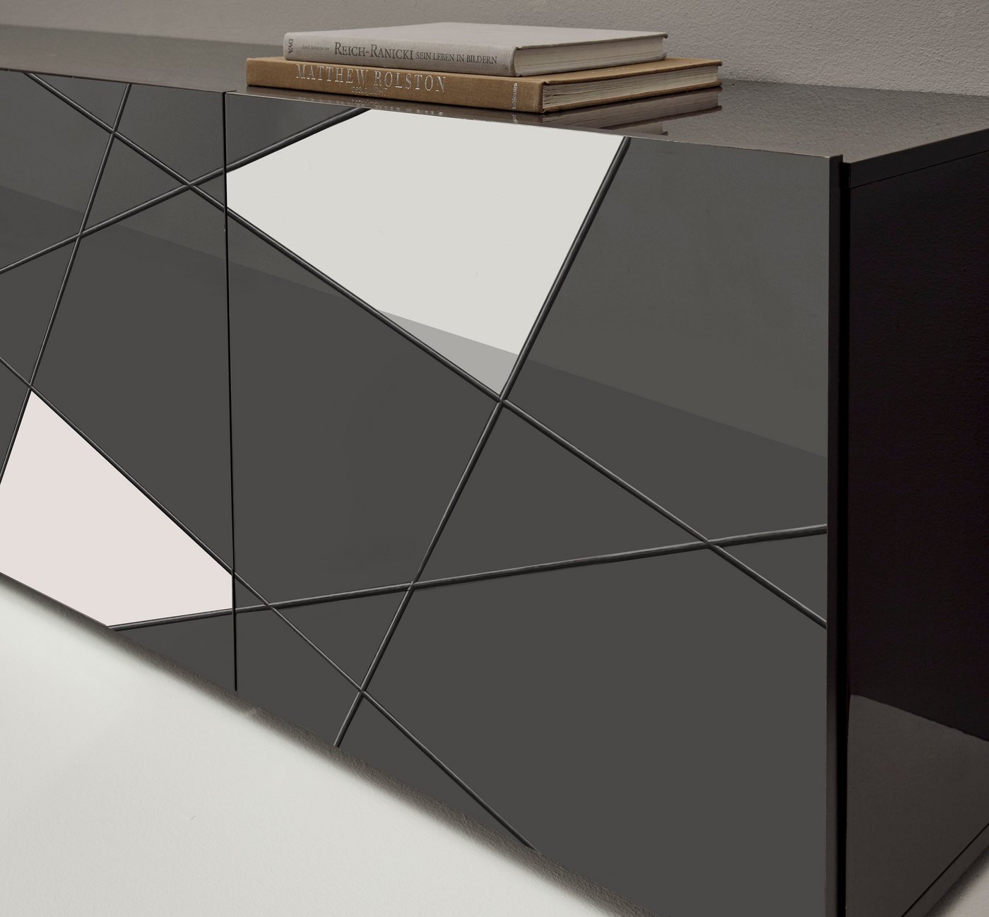 Home affaire Sideboard Vittoria, Breite 241 cm, 4 Türen, Fronten mit Siebdruck und Spiegelfront – Bild 4 von 5