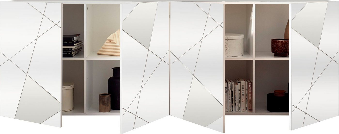 Home affaire Sideboard Vittoria, Breite 241 cm, 4 Türen, Fronten mit Siebdruck und Spiegelfront – Bild 3 von 5