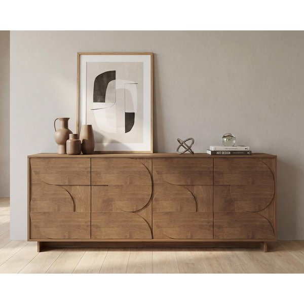 Home affaire Sideboard Zen, 205 cm breit, 4 Türen, Anrichte, Kommode, Stauraumschrank, Push-to-open, 3D-Fronten, Mercure-Holzstruktur, viel Stauraum