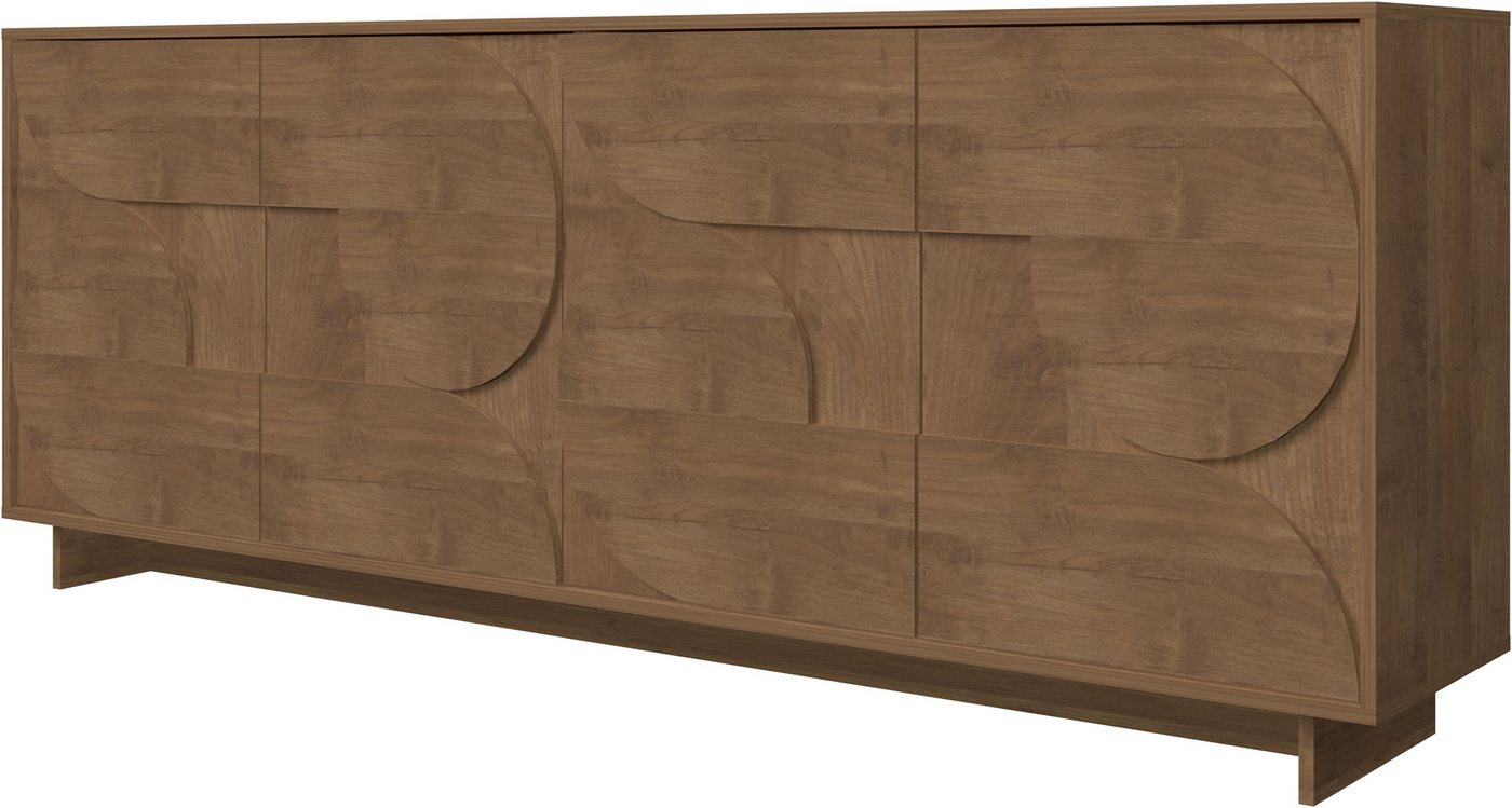 Home affaire Sideboard Zen, 205 cm breit, 4 Türen, Anrichte, Kommode, Stauraumschrank, Push-to-open, 3D-Fronten, Mercure-Holzstruktur, viel Stauraum – Bild 3 von 5