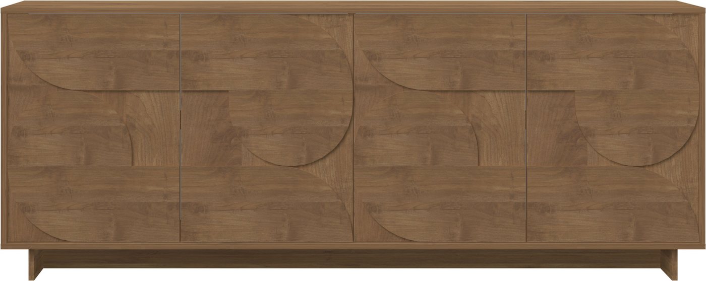 Home affaire Sideboard Zen, 205 cm breit, 4 Türen, Anrichte, Kommode, Stauraumschrank, Push-to-open, 3D-Fronten, Mercure-Holzstruktur, viel Stauraum – Bild 4 von 5