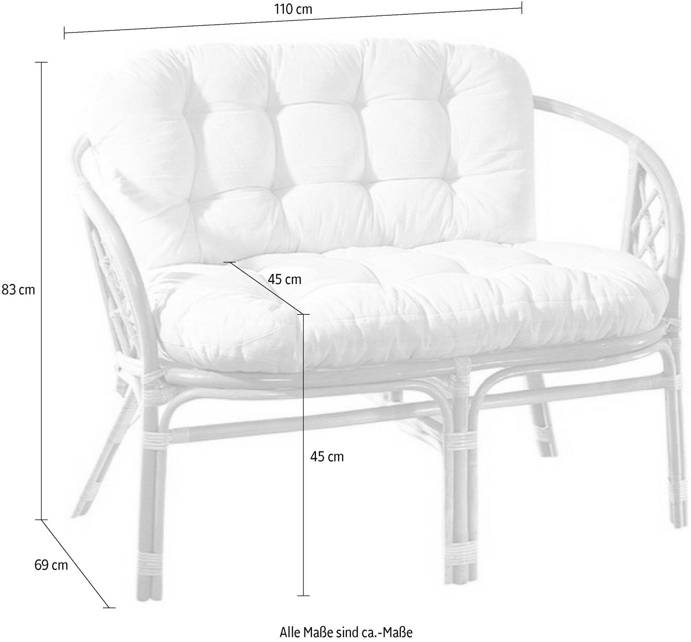 Home affaire Sitzbank, aus handgeflochtenem Rattan, mit Kissen – Bild 2 von 3