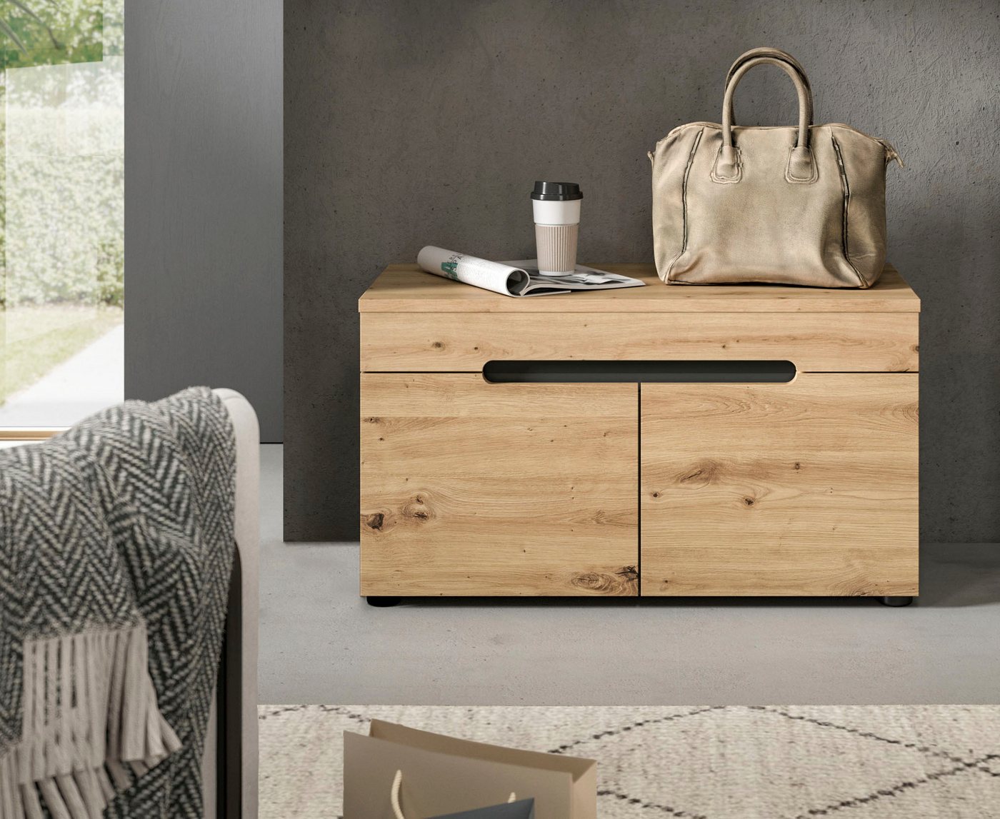 Home affaire Sitzbank REHAT, TOPSELLER!, Breite 80cm, 2 Türen, 2 Fächer (in verschiedenen Farben erhältlich), Garderobenbank, Flurbank, Dielenbank, Bank mit Sta – Bild 2 von 5