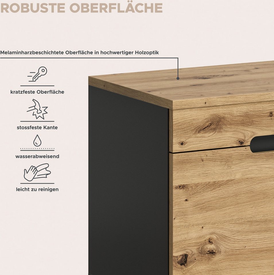 Home affaire Sitzbank REHAT, TOPSELLER!, Breite 80cm, 2 Türen, 2 Fächer (in verschiedenen Farben erhältlich), Garderobenbank, Flurbank, Dielenbank, Bank mit Sta – Bild 5 von 5
