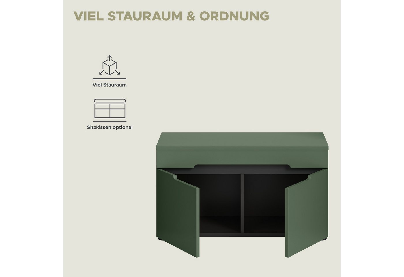 Home affaire Sitzbank REHAT, TOPSELLER!, Breite 80cm, 2 Türen, 2 Fächer (in verschiedenen Farben erhältlich), Garderobenbank, Flurbank, Dielenbank, Bank mit Sta – Bild 4 von 5