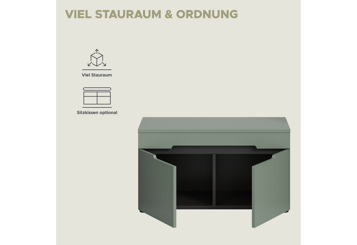 Home affaire Sitzbank REHAT, TOPSELLER!, Breite 80cm, 2 Türen, 2 Fächer (in verschiedenen Farben erhältlich), Garderobenbank, Flurbank, Dielenbank, Bank mit Sta – Bild 5 von 5