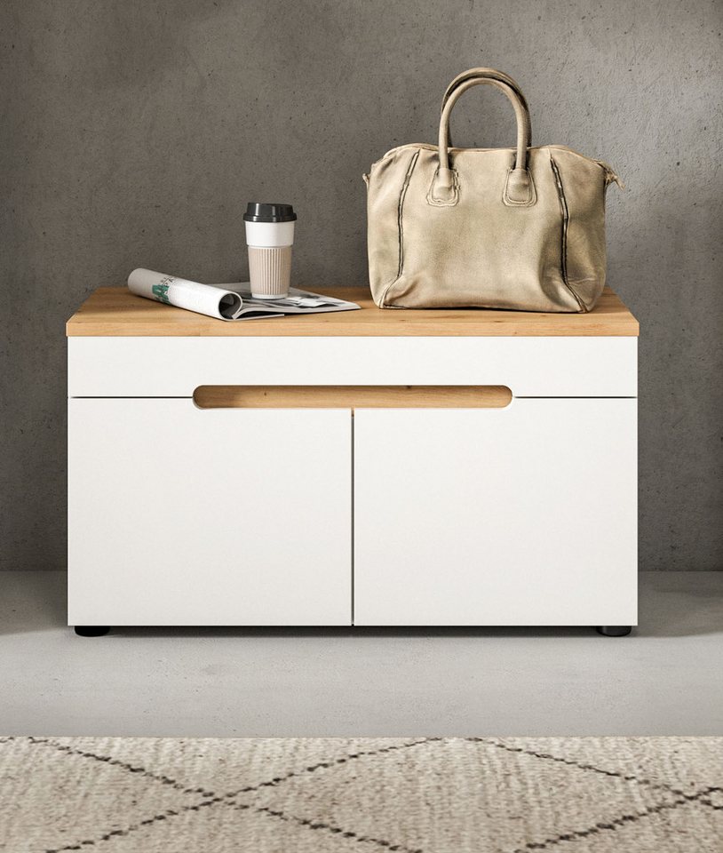 Home affaire Sitzbank REHAT, TOPSELLER!, Breite 80cm, 2 Türen, 2 Fächer (in verschiedenen Farben erhältlich), Garderobenbank, Flurbank, Dielenbank, Bank mit Sta – Bild 2 von 5