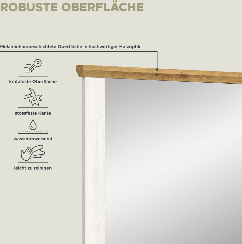 Home affaire Spiegel COSENZA, Breite 82 cm, 2-farbig, in Landhausoptik, Garderobenspiegel, Wandspiegel, Flurspiegel, Dielenspiegel – Bild 4 von 5