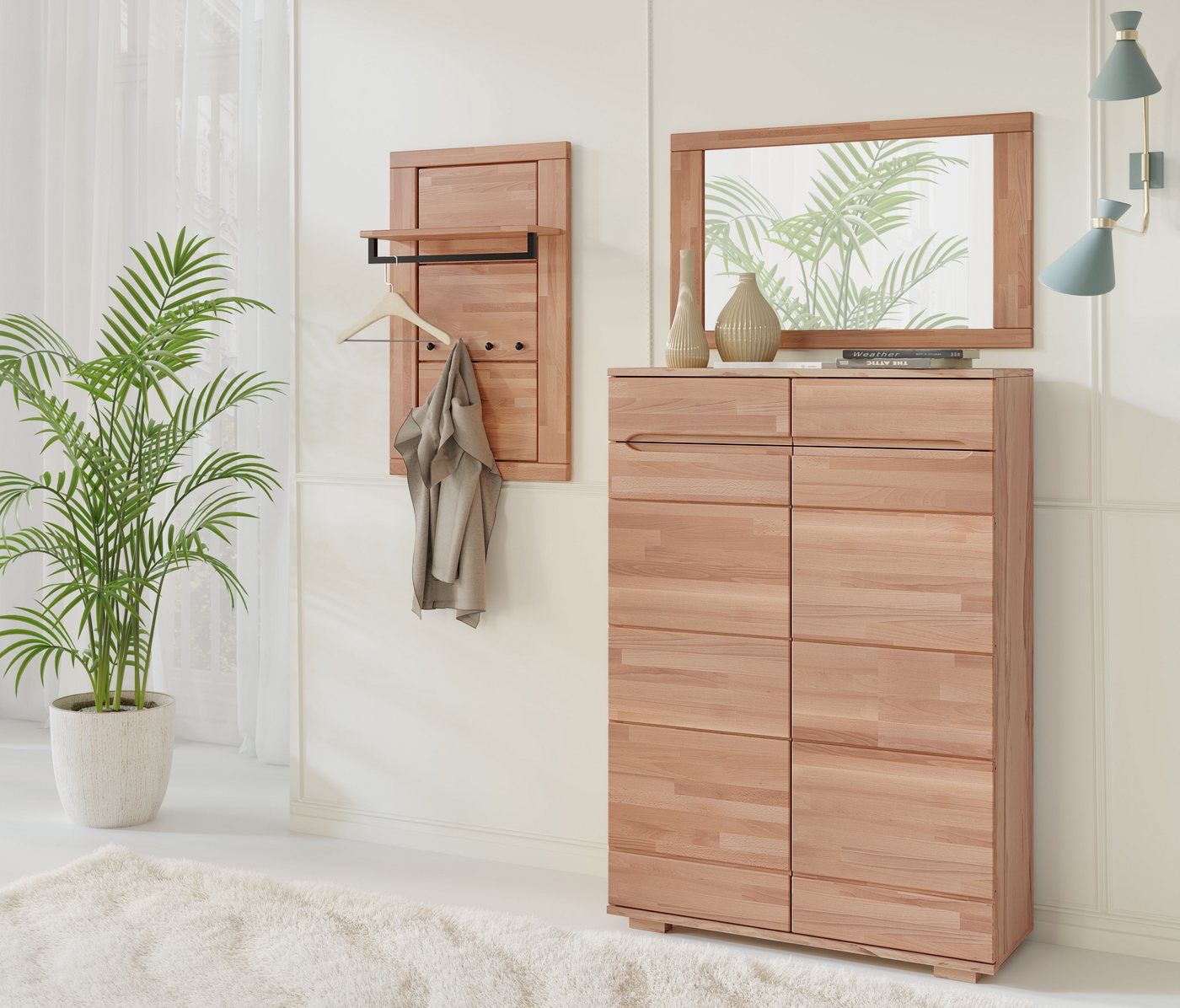 Home affaire Spiegel Hochkant oder quer montierbar, Rechteckiger Spiegel mit Holz Rahmen, VETRO Wandspiegel B/H:100/60cm,Massivholz,Holz,Flur,Diele,Garderobe – Bild 2 von 5