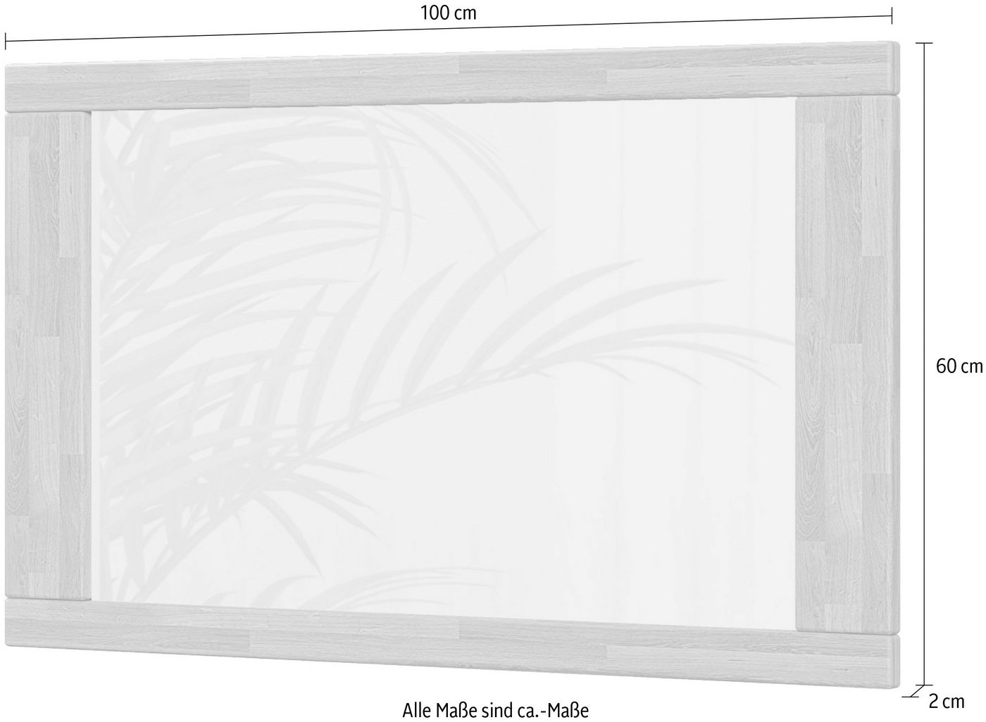 Home affaire Spiegel Hochkant oder quer montierbar, Rechteckiger Spiegel mit Holz Rahmen, VETRO Wandspiegel B/H:100/60cm,Massivholz,Holz,Flur,Diele,Garderobe – Bild 5 von 5