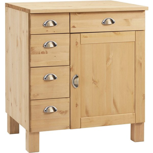 Home affaire Unterschrank Oslo 75 cm breit, 1 Tür, 5 Schubladen, aus Kiefer, Metallgriffe