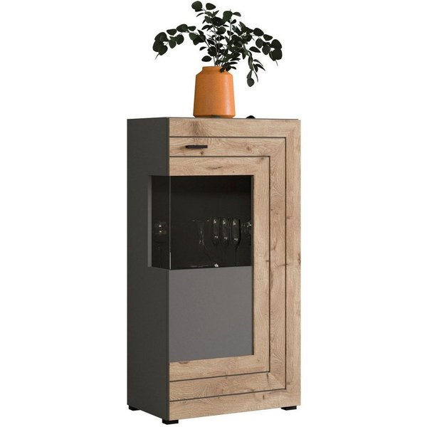 Home affaire Vitrine Aalborg, Höhe 118 cm, 1 Glastür, 2 Fächer, 2-farbig, Metallgriffe Anrichte, Schrank, Kommode, Midischrank, Wohnmöbel, Wohnzimmer
