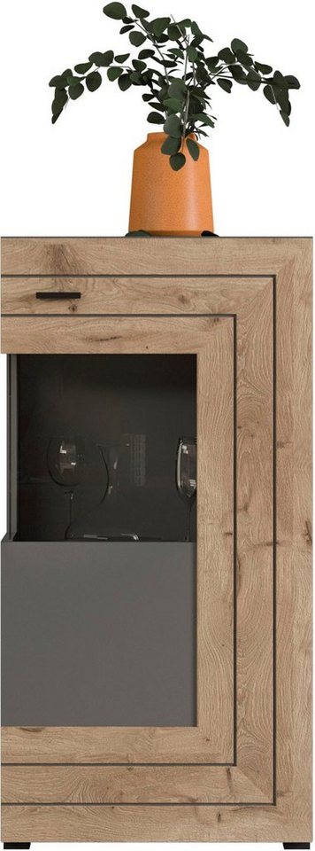 Home affaire Vitrine Aalborg, Höhe 118 cm, 1 Glastür, 2 Fächer, 2-farbig, Metallgriffe Anrichte, Schrank, Kommode, Midischrank, Wohnmöbel, Wohnzimmer – Bild 2 von 5