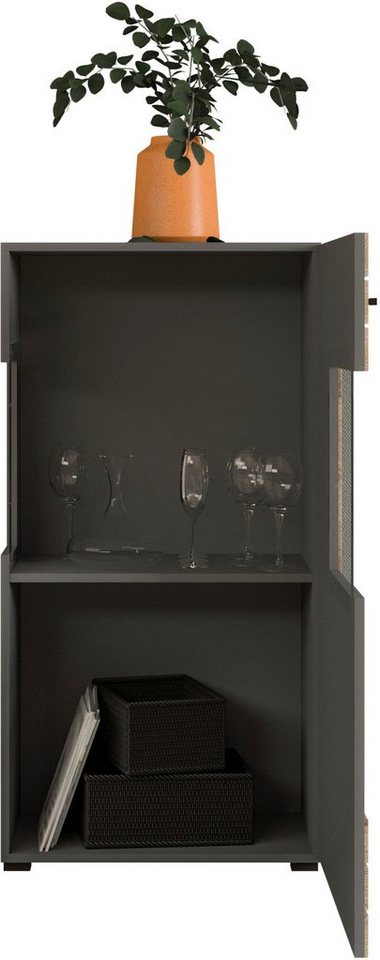 Home affaire Vitrine Aalborg, Höhe 118 cm, 1 Glastür, 2 Fächer, 2-farbig, Metallgriffe Anrichte, Schrank, Kommode, Midischrank, Wohnmöbel, Wohnzimmer – Bild 4 von 5