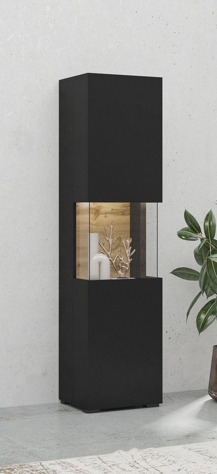 Home affaire Vitrine Ava, Breite 36 cm, hängend und stehend montierbar moderne grifflose Vitrine, Hochschrank mit Eckverglasung – Bild 5 von 5