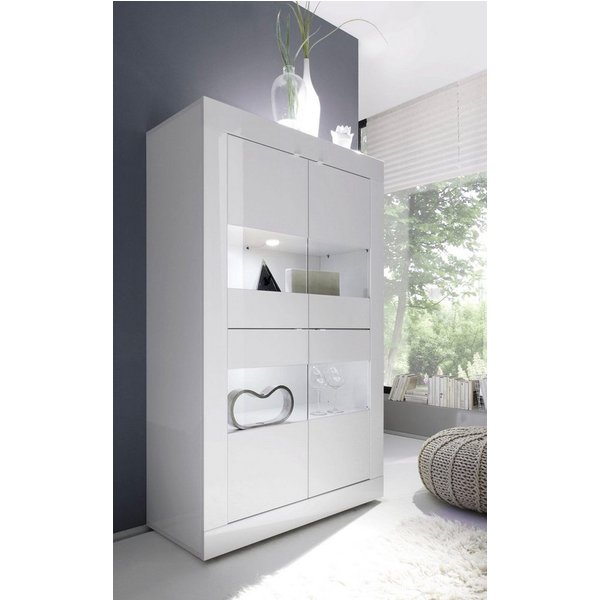 Home affaire Vitrine Basic Höhe 162 cm, Standvitrine mit 4 Türen - Metallgriffe, Stauraumvitrine in moderner Rahmenoptik, Hochschrank, Anrichte