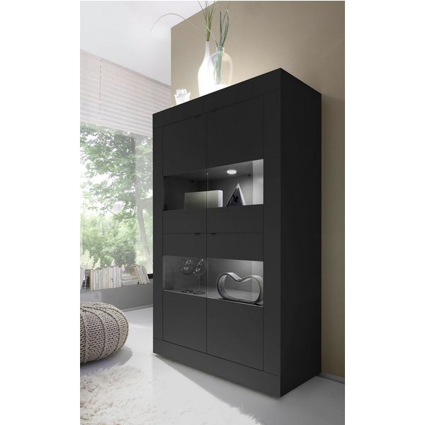 Home affaire Vitrine Basic Höhe 162 cm, Standvitrine mit 4 Türen - Metallgriffe, Stauraumvitrine in moderner Rahmenoptik, Hochschrank, Anrichte