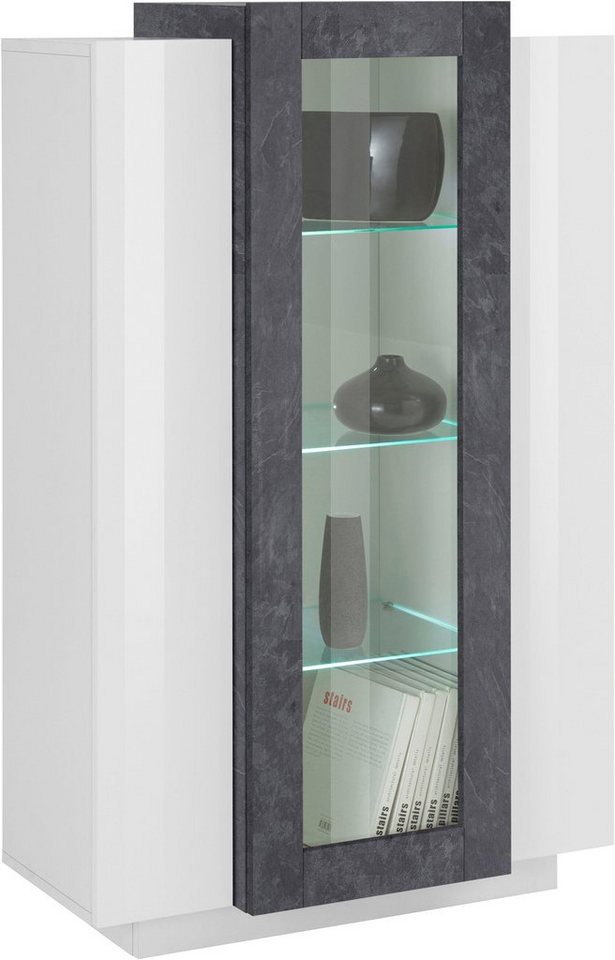 Home affaire Vitrine Coro, Vitrine, Glasvitrine, Vitrinenschrank, Stauraumvitrine 3 Türen davon 1 Glastür, 9 Fächer, Doppeltiefe, Höhe 120,5cm – Bild 2 von 5
