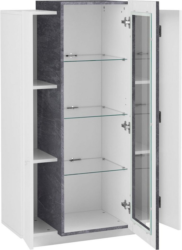 Home affaire Vitrine Coro, Vitrine, Glasvitrine, Vitrinenschrank, Stauraumvitrine 3 Türen davon 1 Glastür, 9 Fächer, Doppeltiefe, Höhe 120,5cm – Bild 3 von 5