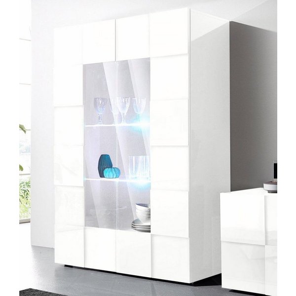 Home affaire Vitrine Dama Höhe 166 cm, Breite 121 cm, Stauraumvitrine mit 2 Türen, Standvitrine - Front in 3D-Optik, viel Stauraum, verschiedene Farben