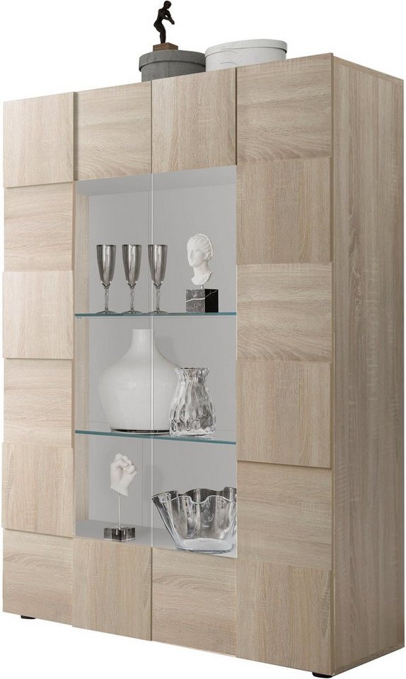 Home affaire Vitrine Dama Höhe 166 cm, Breite 121 cm, Stauraumvitrine mit 2 Türen, Standvitrine - Front in 3D-Optik, viel Stauraum, verschiedene Farben – Bild 2 von 5