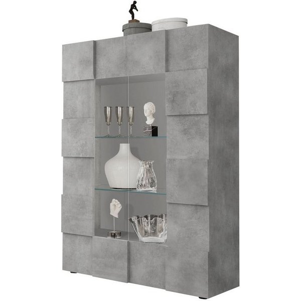 Home affaire Vitrine Dama Höhe 166 cm, Breite 121 cm, Stauraumvitrine mit 2 Türen, Standvitrine - Front in 3D-Optik, viel Stauraum, verschiedene Farben