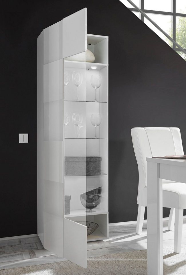 Home affaire Vitrine Dama Höhe 187 cm, Breite 60 cm, Stauraumvitrine mit 1 Tür, Standvitrine - Front in 3D-Optik, viel Stauraum, verschiedene Farben – Bild 4 von 5