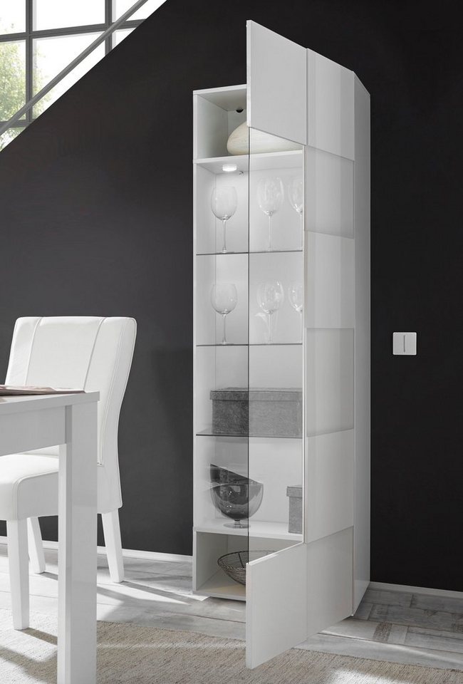 Home affaire Vitrine Dama Höhe 187 cm, Breite 60 cm, Stauraumvitrine mit 1 Tür, Standvitrine - Front in 3D-Optik, viel Stauraum, verschiedene Farben – Bild 5 von 5