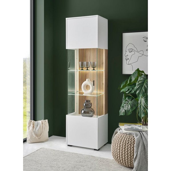 Home affaire Vitrine Hudson in moderner Trendfarbe, Griffe aus Metall (Schwarz), Höhe 180 cm