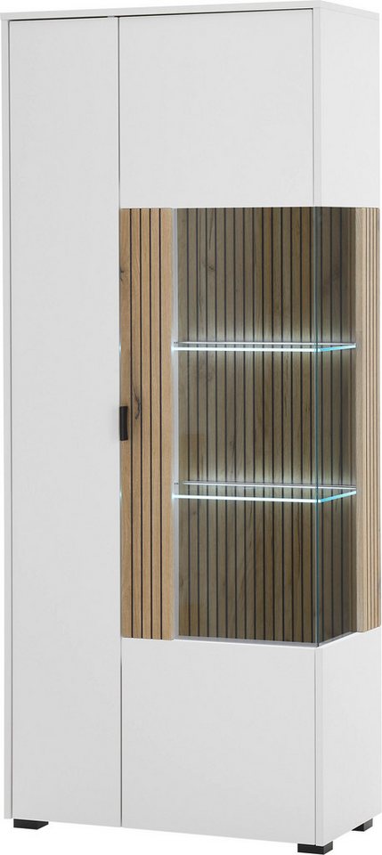 Home affaire Vitrine Hudson, Stauraumvitrine in moderner Trendfarbe, Griffe aus Metall (Schwarz), Höhe 180 cm – Bild 2 von 5