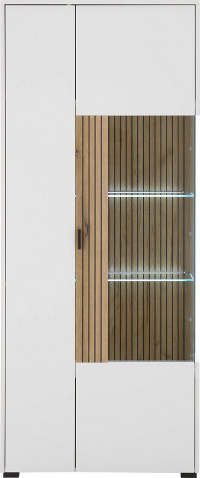 Home affaire Vitrine Hudson, Stauraumvitrine in moderner Trendfarbe, Griffe aus Metall (Schwarz), Höhe 180 cm – Bild 3 von 5