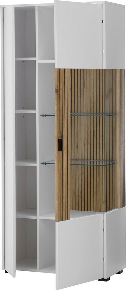 Home affaire Vitrine Hudson, Stauraumvitrine in moderner Trendfarbe, Griffe aus Metall (Schwarz), Höhe 180 cm – Bild 4 von 5